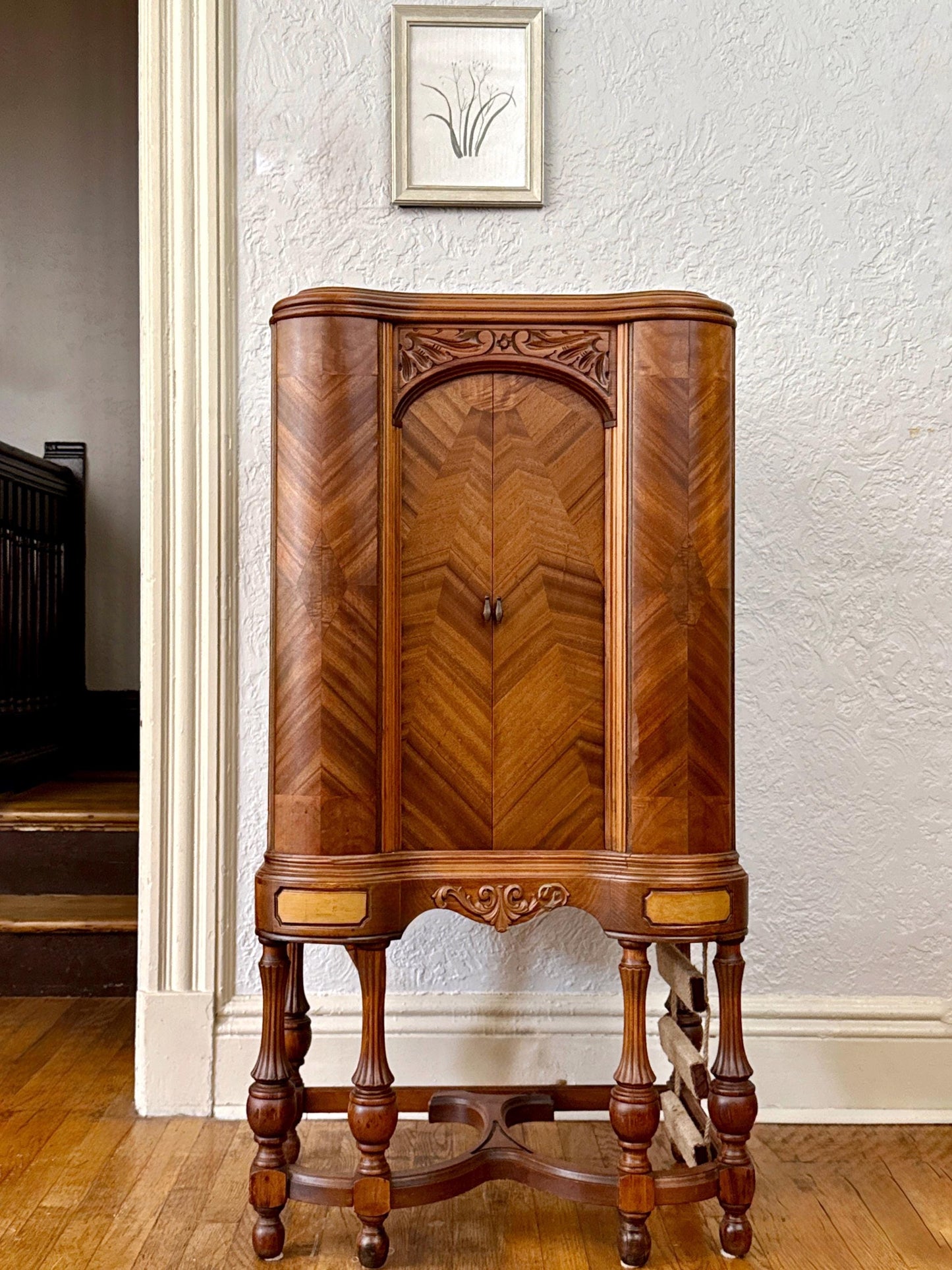 Cat bed and playground refurbished from 1930s-era radio cabinet