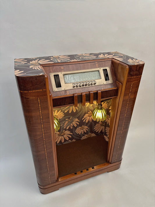 1936 Philco radio upcycled into cat bed
