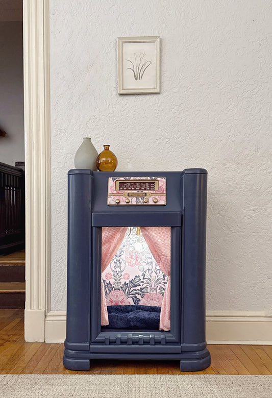 Custom cat bed upcycled from 1941 Philco radio (radio provided)