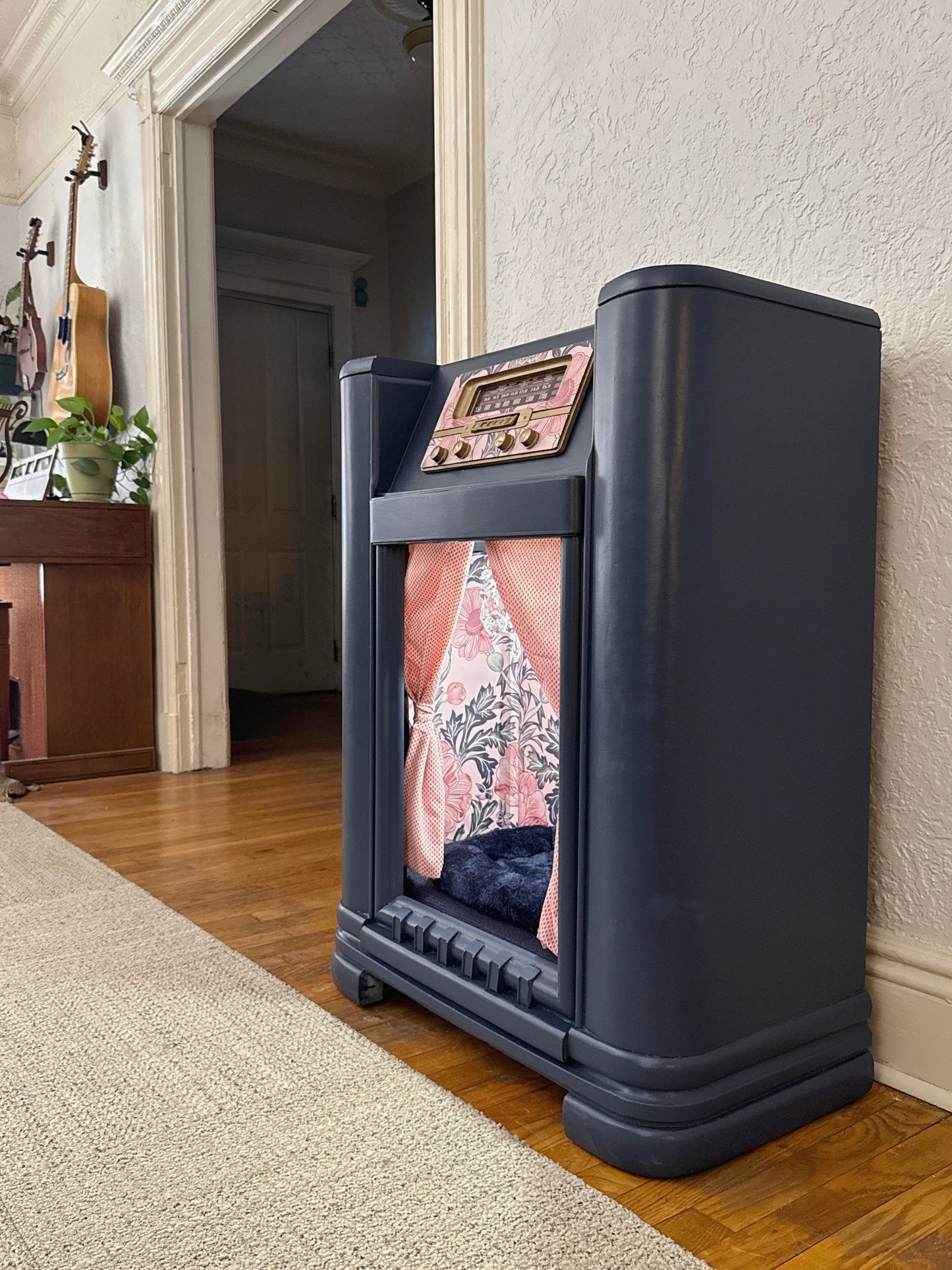 Custom cat bed upcycled from 1941 Philco radio (radio provided)