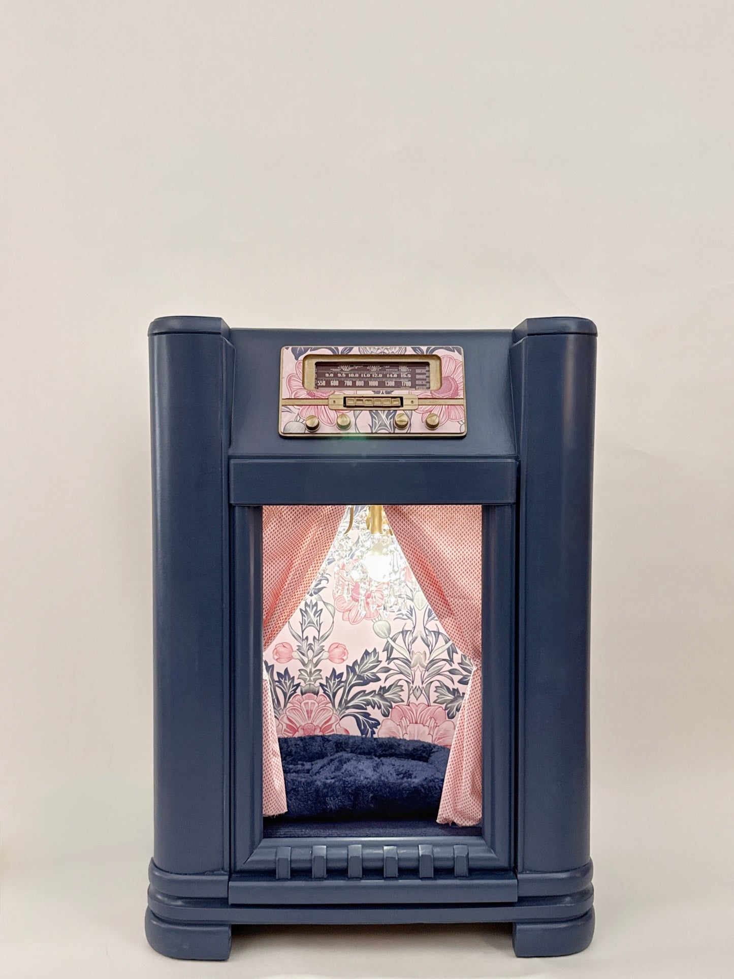 Custom cat bed upcycled from 1941 Philco radio (radio provided)