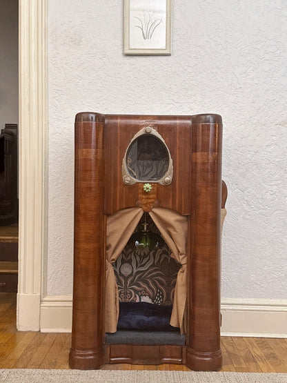 Art Deco Double Cat Palace made from 1938 Zenith Console Radio
