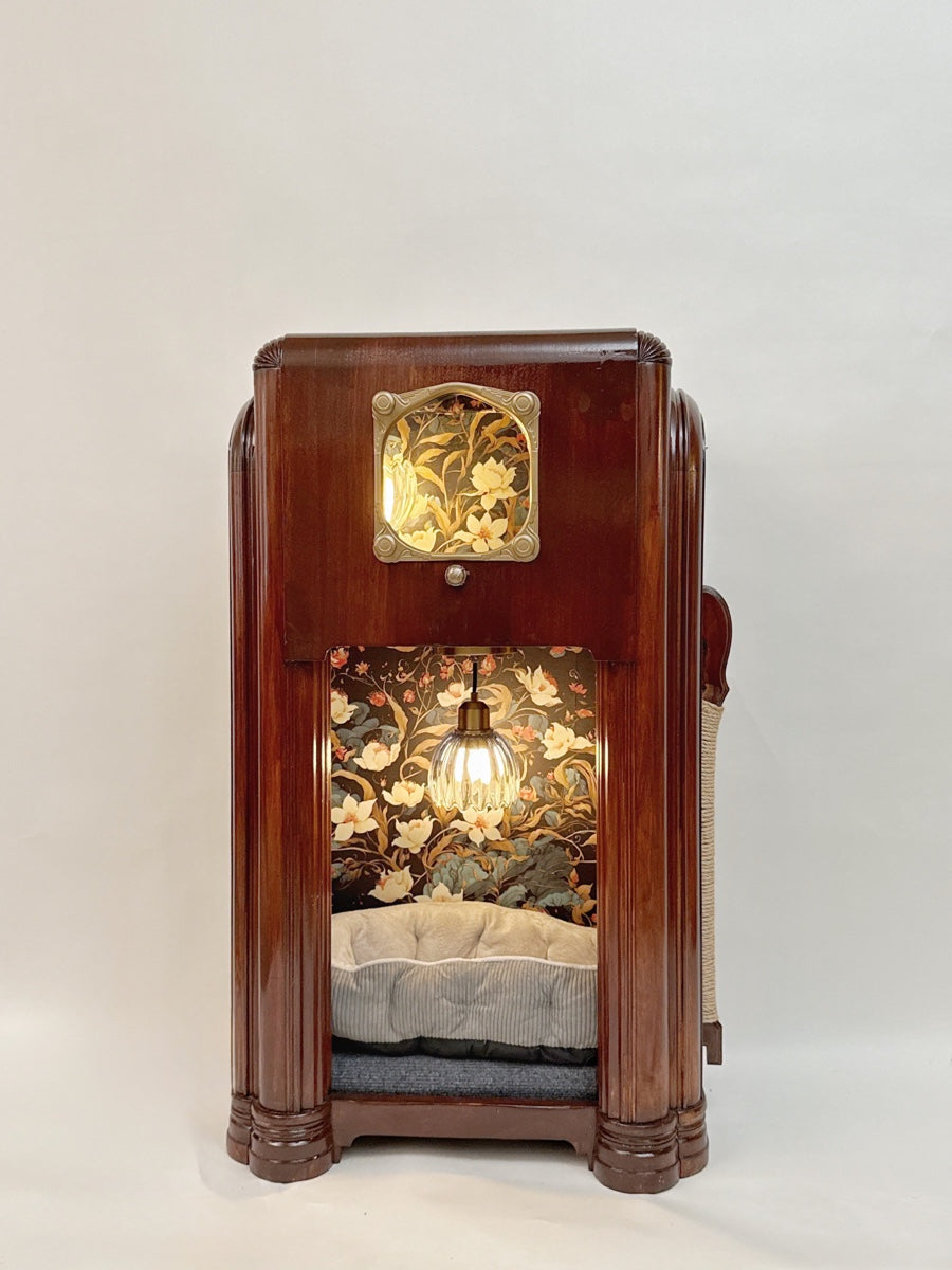 Double cat bed made from 1937 Zenith radio