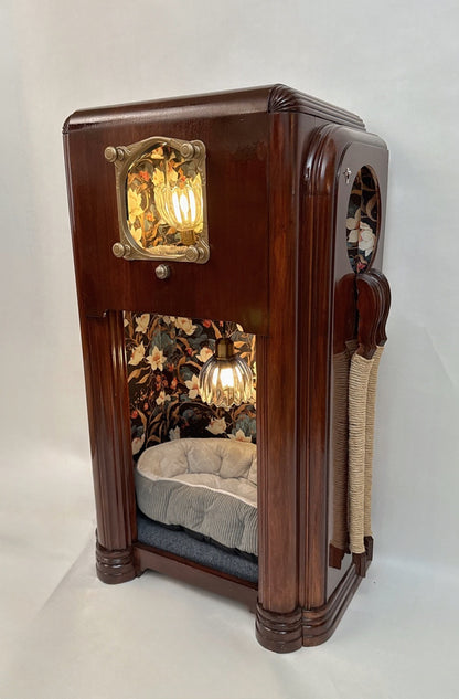 Double cat bed made from 1937 Zenith radio