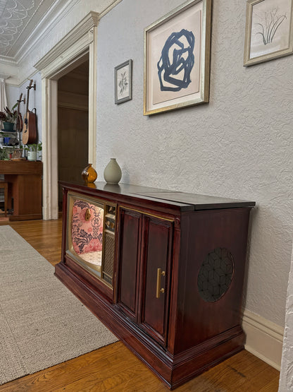 1970s TV converted into double litter box enclosure and cat bed (CUSTOM ORDER)