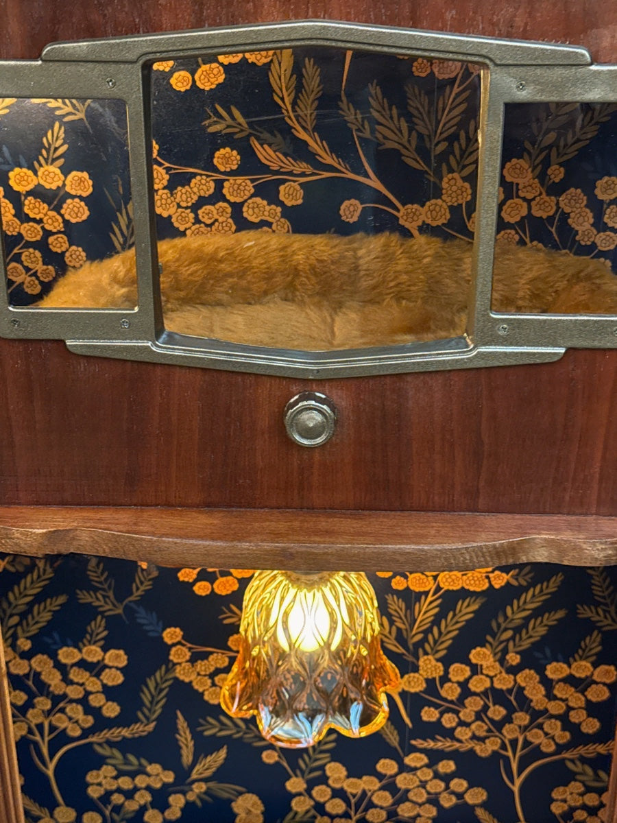 Art Deco Double Cat Palace made from 1941 Zenith Console Radio
