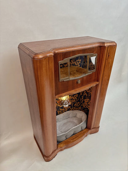 Art Deco Double Cat Palace made from 1941 Zenith Console Radio