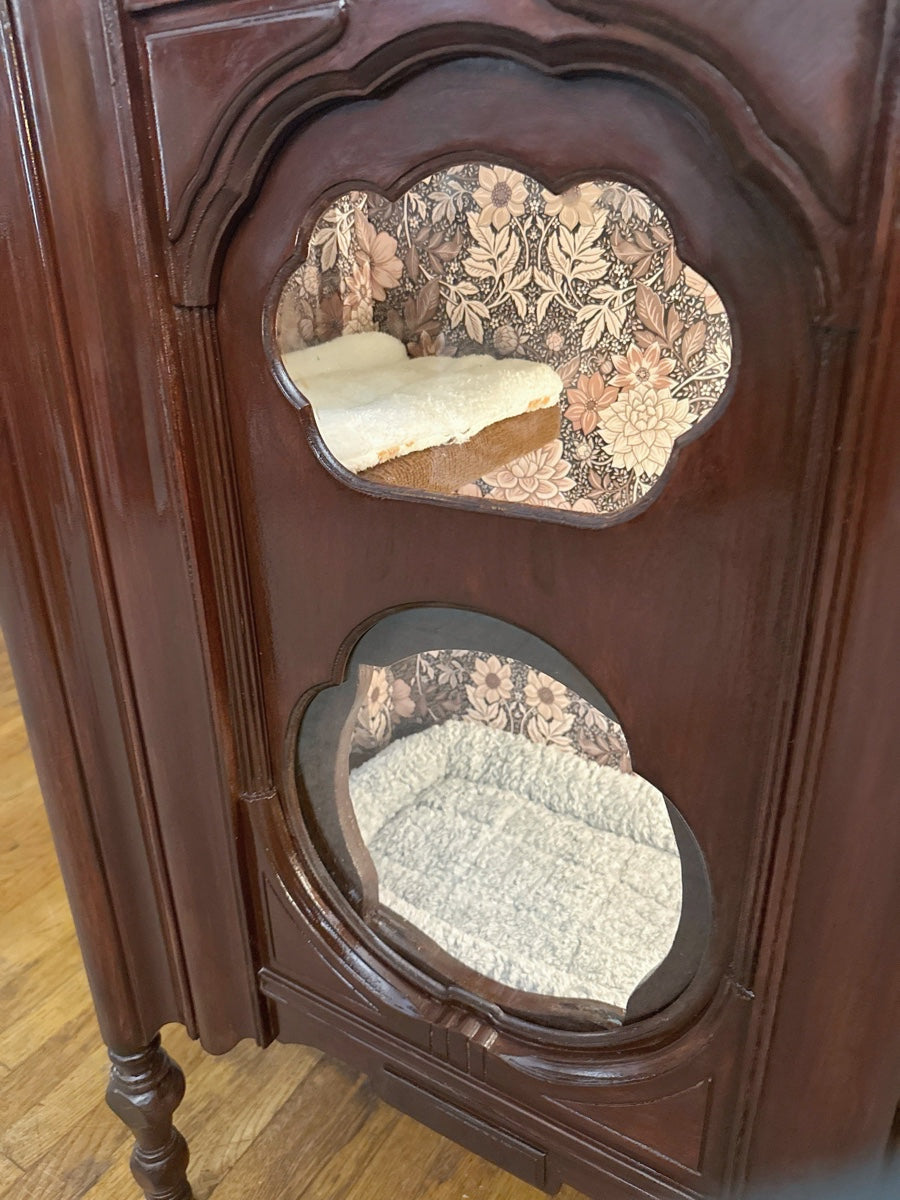 Cat playground and bed made from 1930s era radio