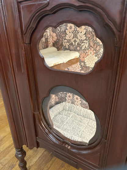 Cat playground and bed made from 1930s era radio