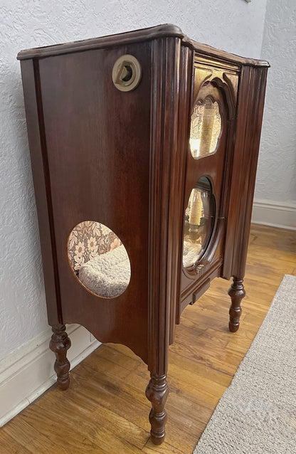 Cat playground and bed made from 1930s era radio