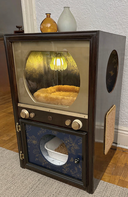 Cat bed and litter box made from 1950s Philco TV (CUSTOM ORDER)