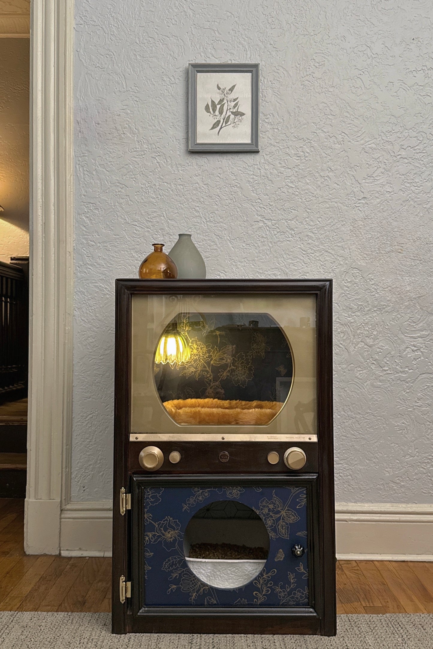 Cat bed and litter box made from 1950s Philco TV (CUSTOM ORDER)