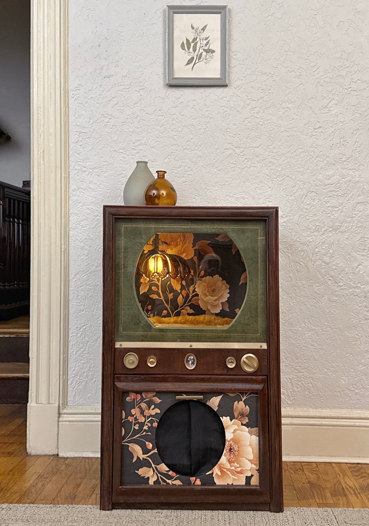 Cat Hotel & Litter Box Enclosure made from 1951 Philco TV