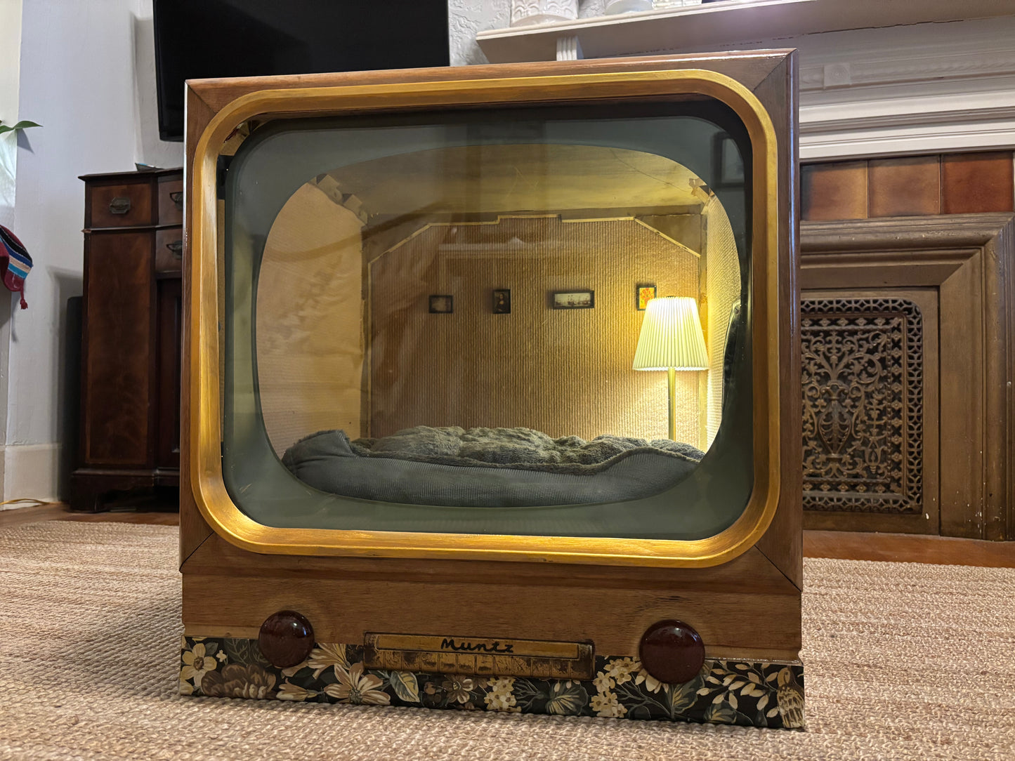 Sold - cat bed upcycled from 1960s Muntz TV