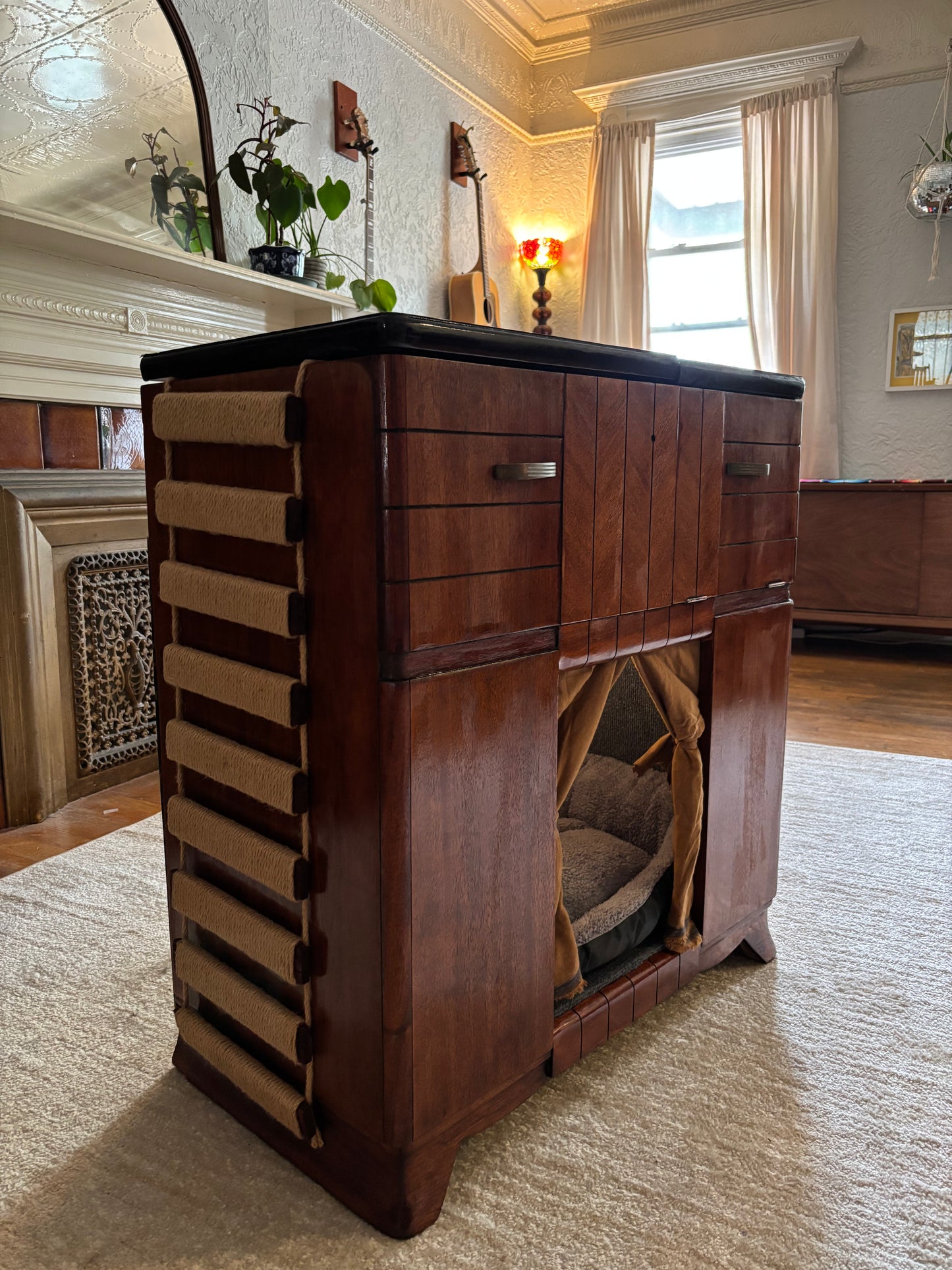 Sold - Double cat bed upcycled from 1940s RCA radio