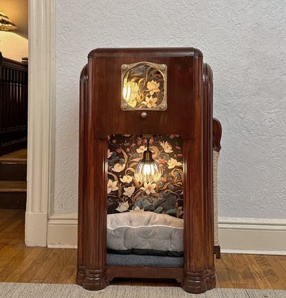 Double cat bed made from 1937 Zenith radio