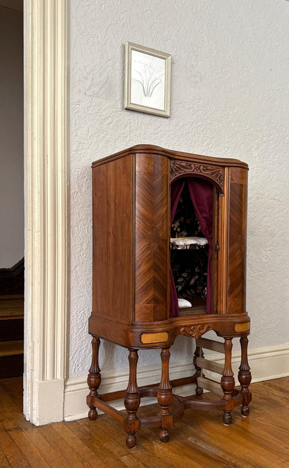 Sold - Cat bed refurbished from 1930s-era radio cabinet