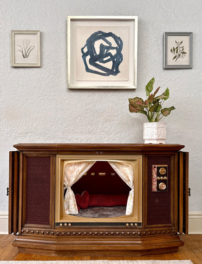 Sold - Cat and small dog bed refurbished from 1960s-era TV