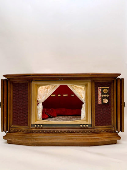 Sold - Cat and small dog bed refurbished from 1960s-era TV