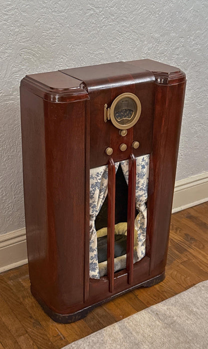 Cat bed refurbished from 1938 Philco radio