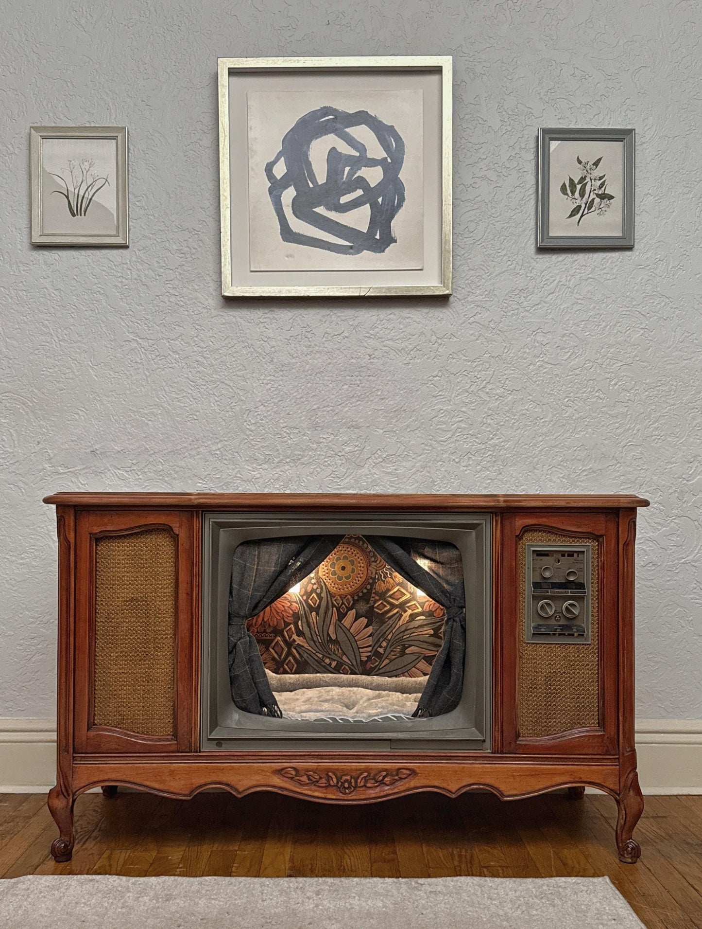 Sold - Upcycled cat or dog bed made from 1960s Sylvania TV