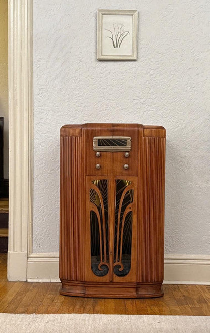 Cat bed upcycled from 1939 General Electric radio