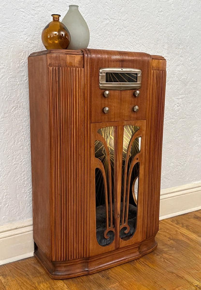 Cat bed upcycled from 1939 General Electric radio