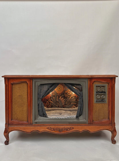 Sold - Upcycled cat or dog bed made from 1960s Sylvania TV