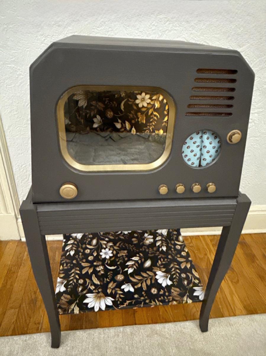 Cat bed upcycled from 1949 Dumont TV