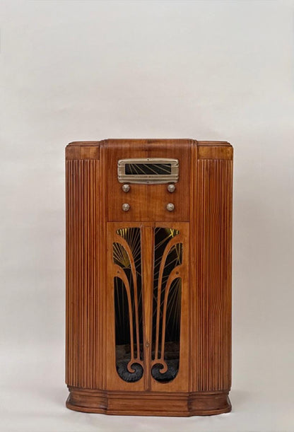 Cat bed upcycled from 1939 General Electric radio