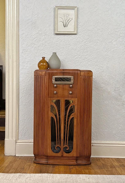 Cat bed upcycled from 1939 General Electric radio