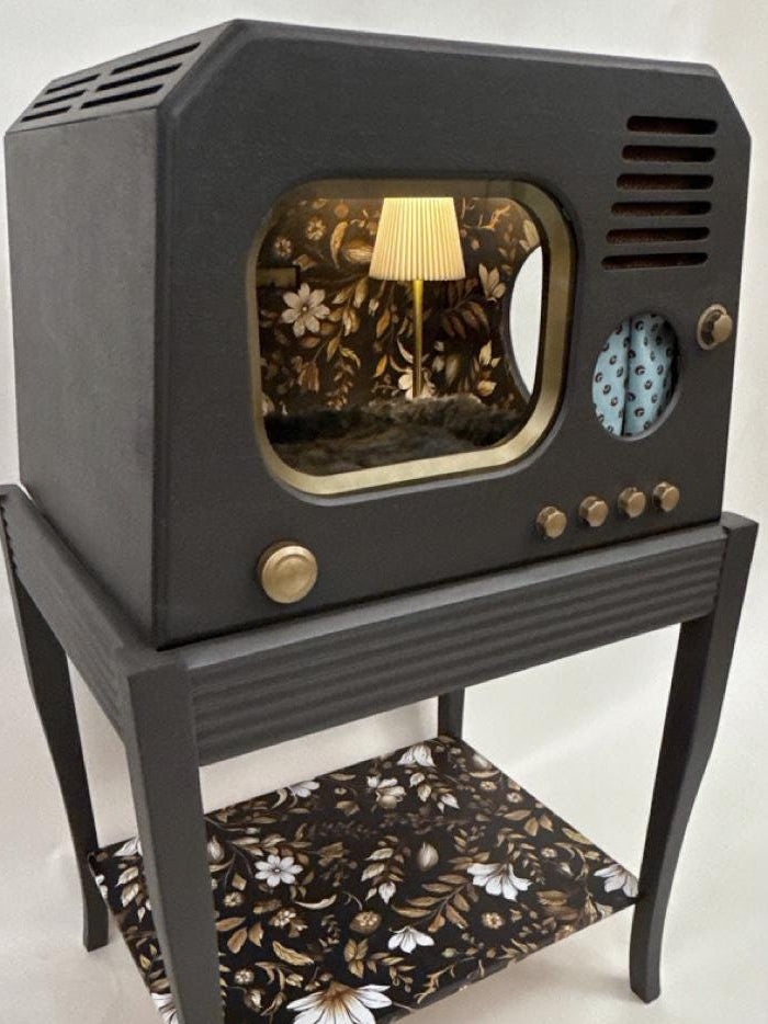 Cat bed upcycled from 1949 Dumont TV