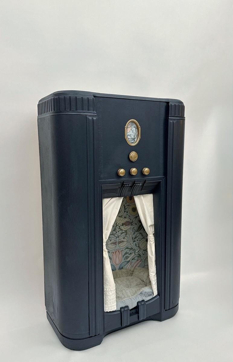 Cat or small dog bed upcycled from 1936 Philco Model 650