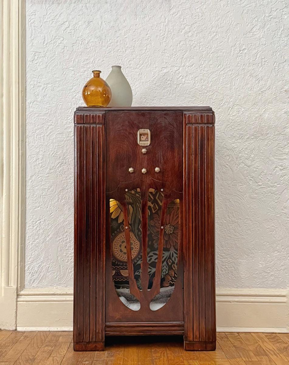 Cat or small dog bed upcycled from 1936 Philco "Highboy" radio