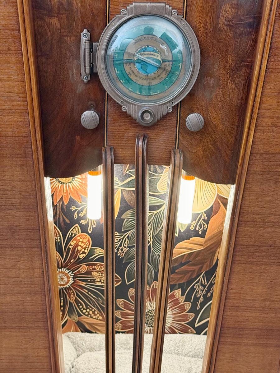 Cat bed upcycled from 1933 Silvertone radio