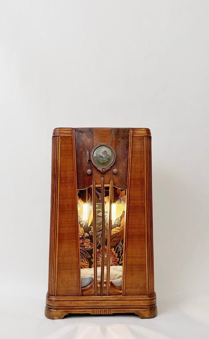 Cat bed upcycled from 1933 Silvertone radio