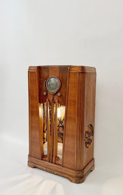 Cat bed upcycled from 1933 Silvertone radio