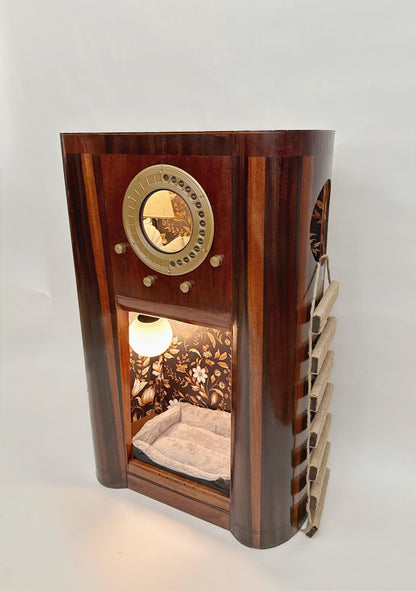 Double cat bed made from 1936 Grunow "Shirley Temple" radio