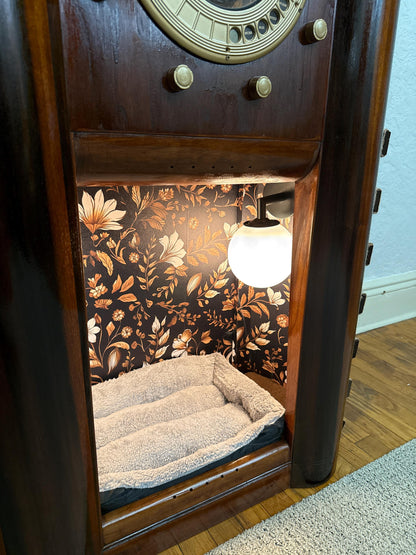 Double cat bed made from 1936 Grunow "Shirley Temple" radio