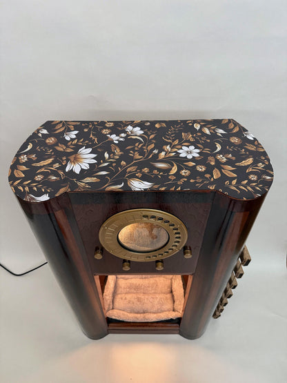 Double cat bed made from 1936 Grunow "Shirley Temple" radio