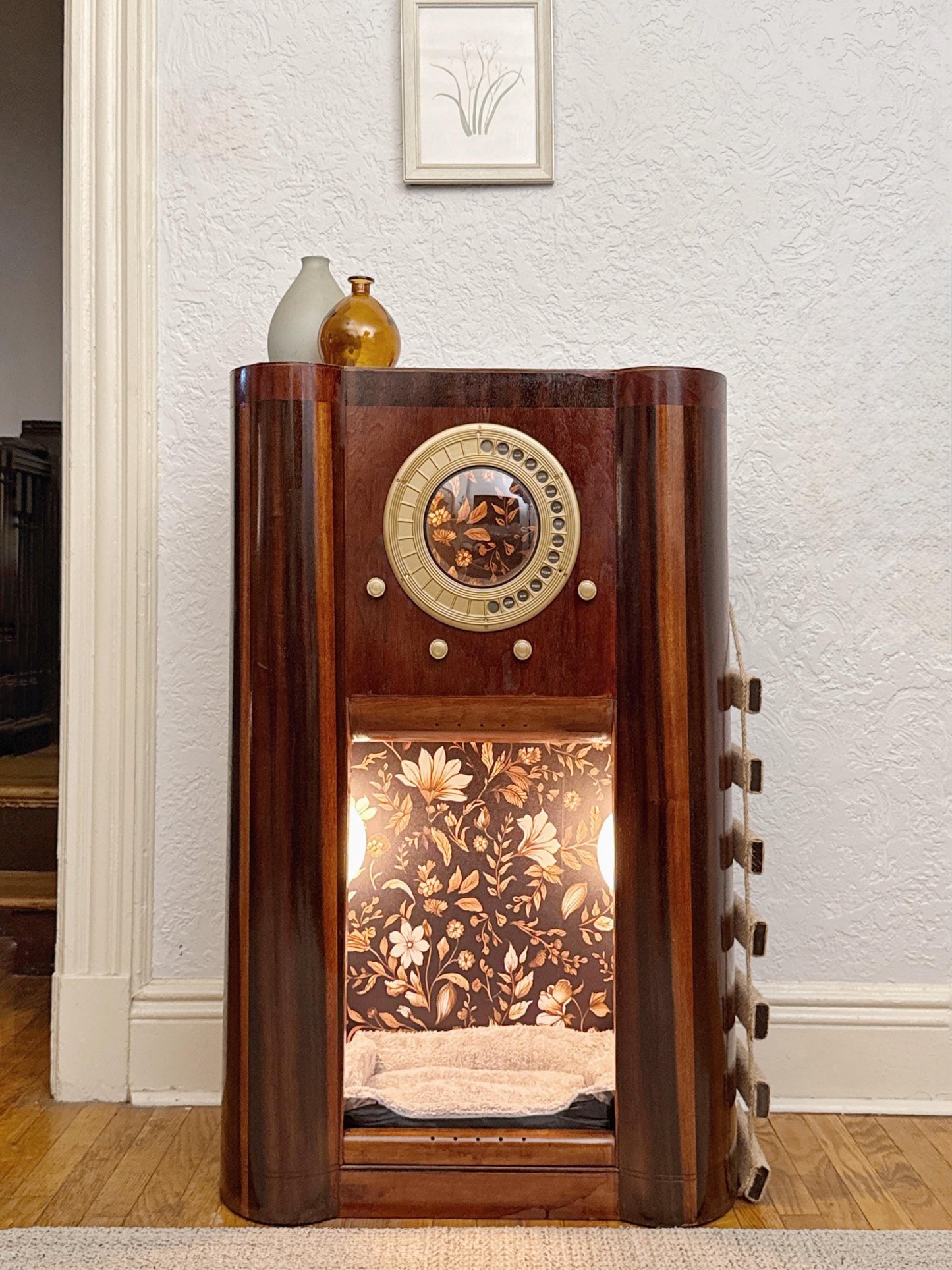Double cat bed made from 1936 Grunow "Shirley Temple" radio