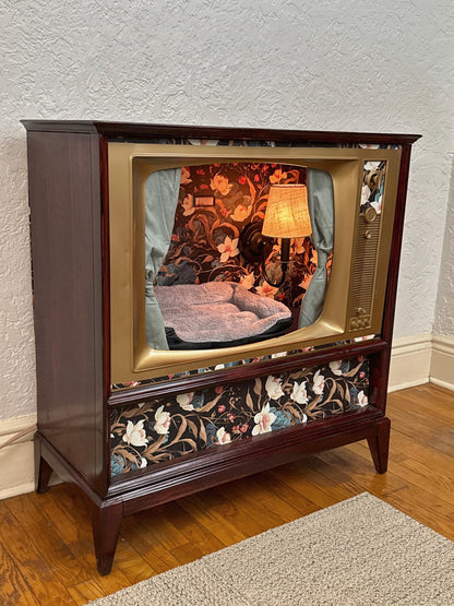 Cat or small dog bed made from 1963 Philco TV