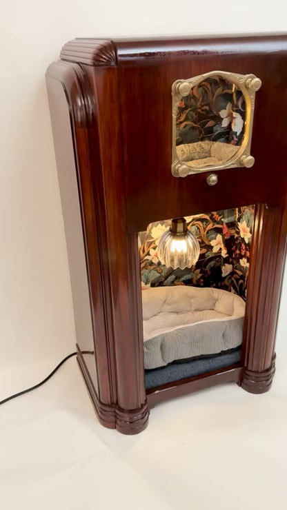 Double cat bed made from 1937 Zenith radio