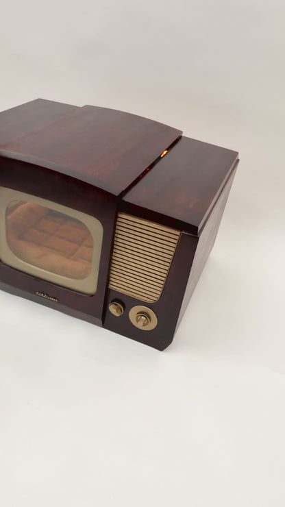 Tabletop cat bed made from 1948 RCA-Victor TV