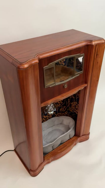Art Deco Double Cat Palace made from 1941 Zenith Console Radio