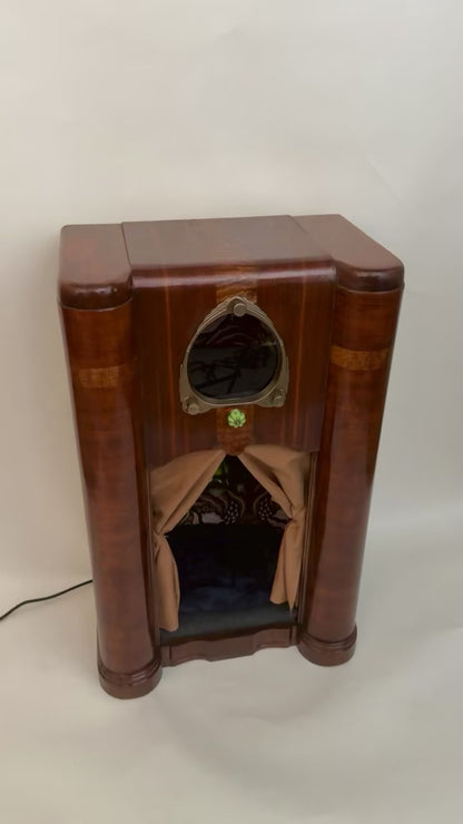 Art Deco Double Cat Palace made from 1938 Zenith Console Radio